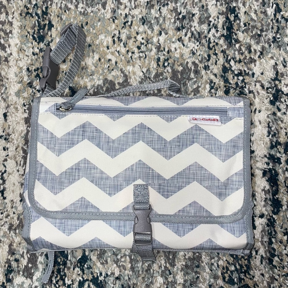 Portable Travel Baby Changing Pad- Gray Chevron